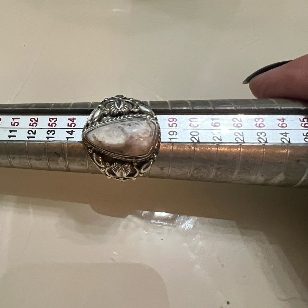 Silver and White Stone Ring